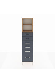 Arges Dolap 2 Raflı 6 Çekmeceli 44x30x182 Çam-Antrasit