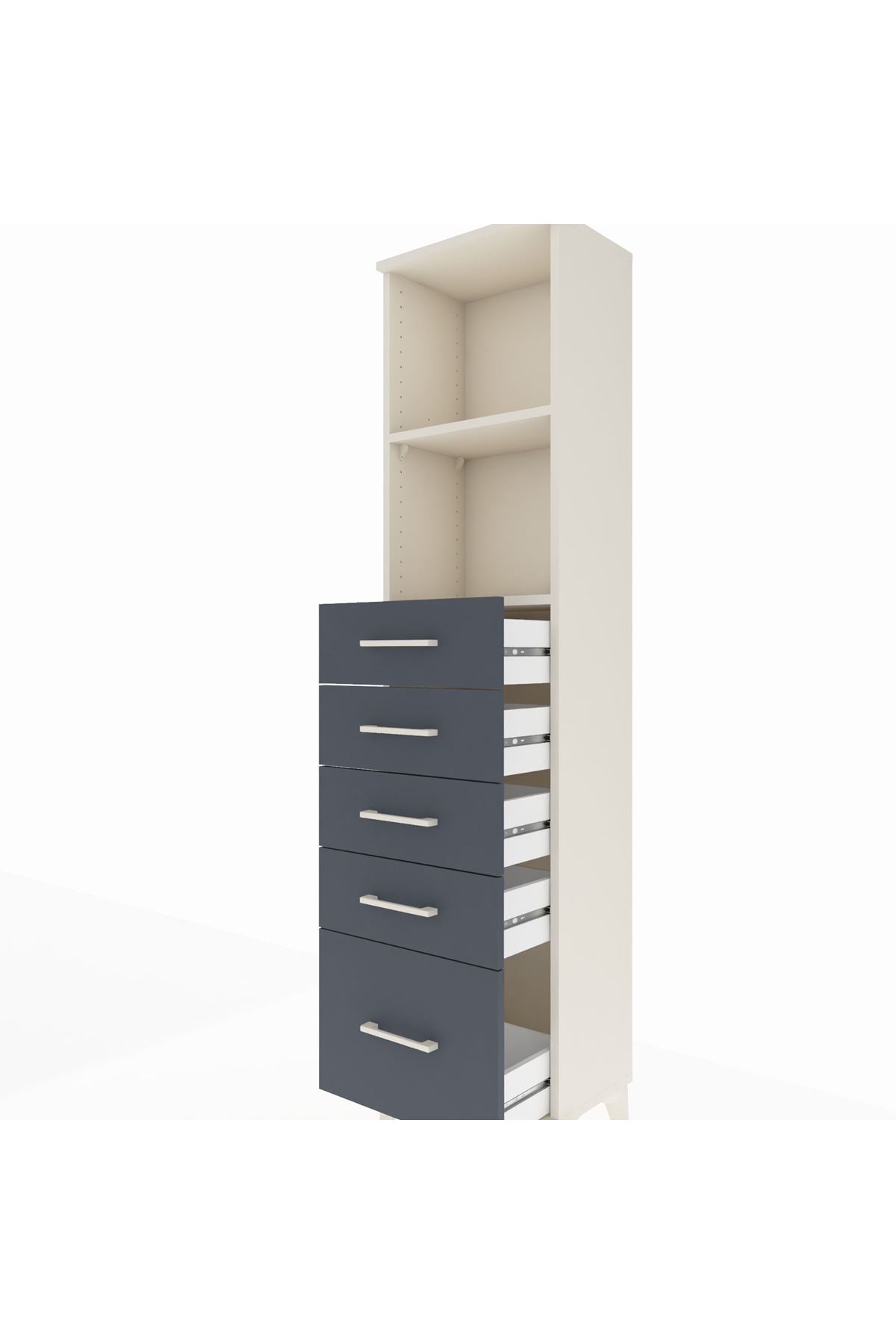 Arges Dolap 2 Raflı 5 Çekmeceli 44x30x182 Aytaşı-Antrasit