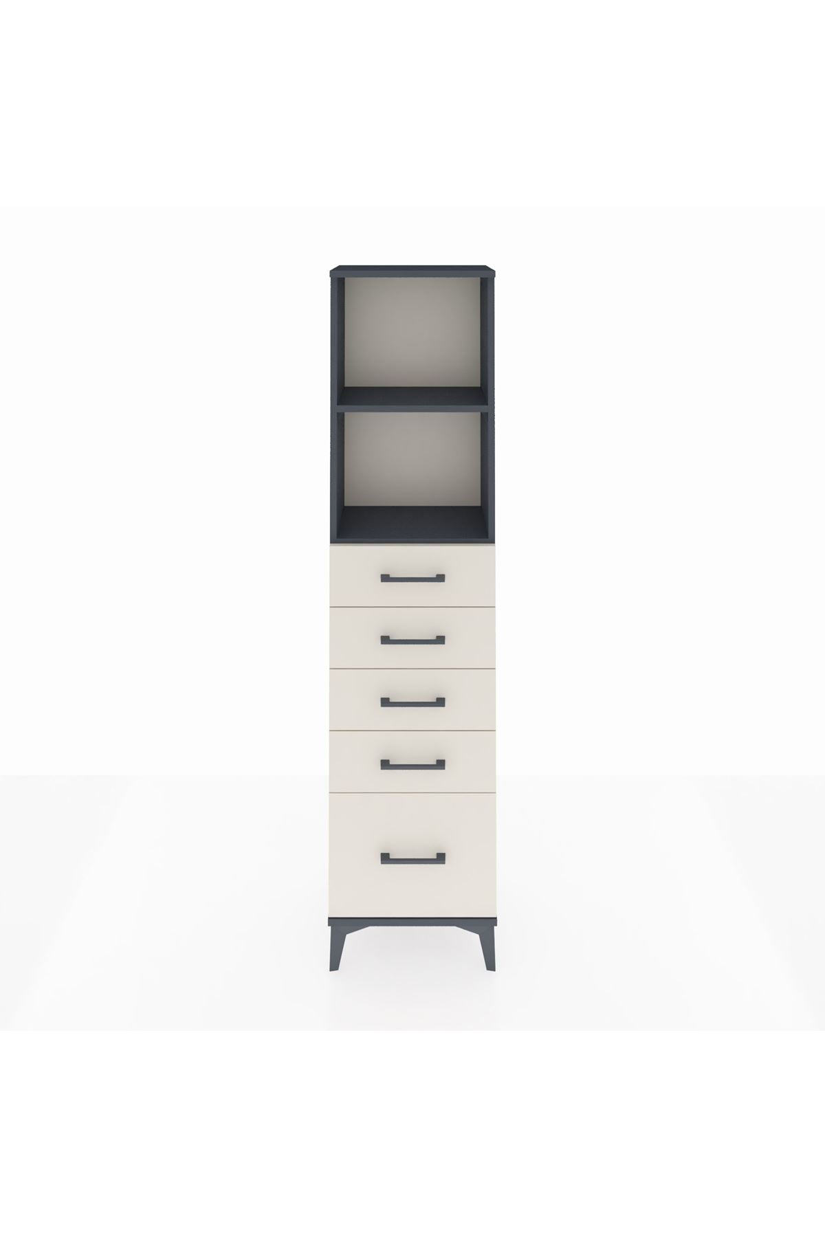 Arges Dolap 2 Raflı 5 Çekmeceli 44x30x182 Antrasit-Aytaşı