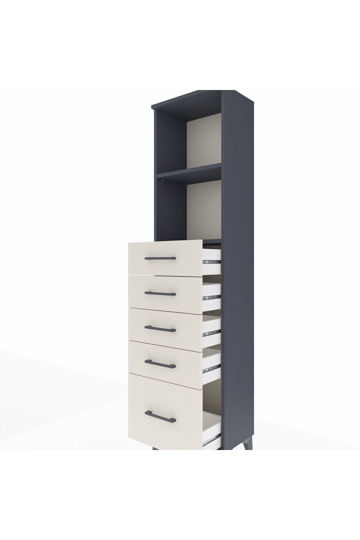 Arges Dolap 2 Raflı 5 Çekmeceli 44x30x182 Antrasit-Aytaşı