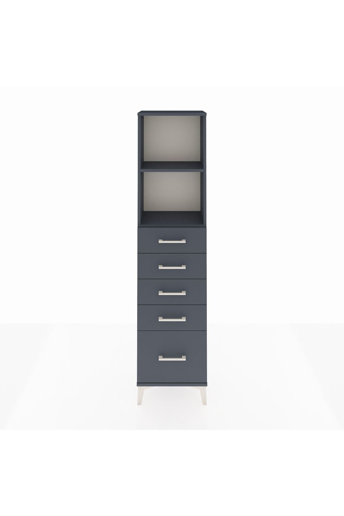 Arges Dolap 2 Raflı 5 Çekmeceli 44x30x182 Antrasit-Antrasit