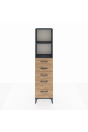 Arges Dolap 2 Raflı 5 Çekmeceli 44x30x182 Antrasit-Çam