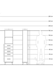 Arges Dolap 2 Raflı 5 Çekmeceli 44x30x182 Çam-Antrasit