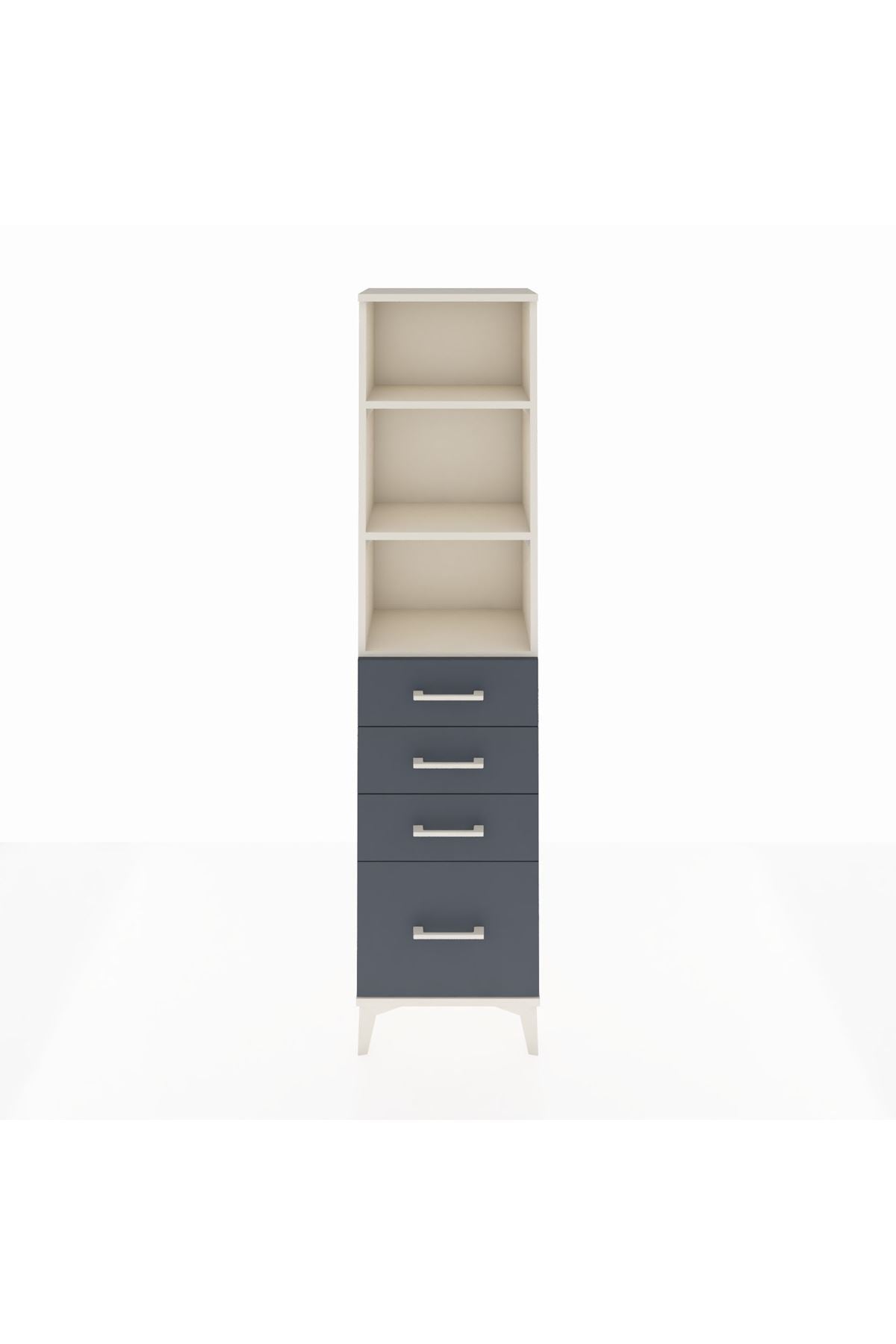 Arges Dolap 3 Raflı 4 Çekmeceli 44x30x182 Aytaşı-Antrasit