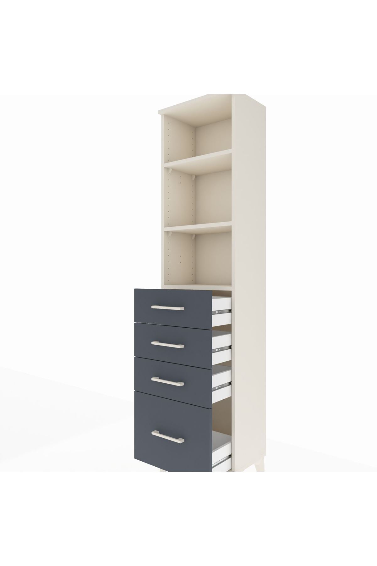 Arges Dolap 3 Raflı 4 Çekmeceli 44x30x182 Aytaşı-Antrasit