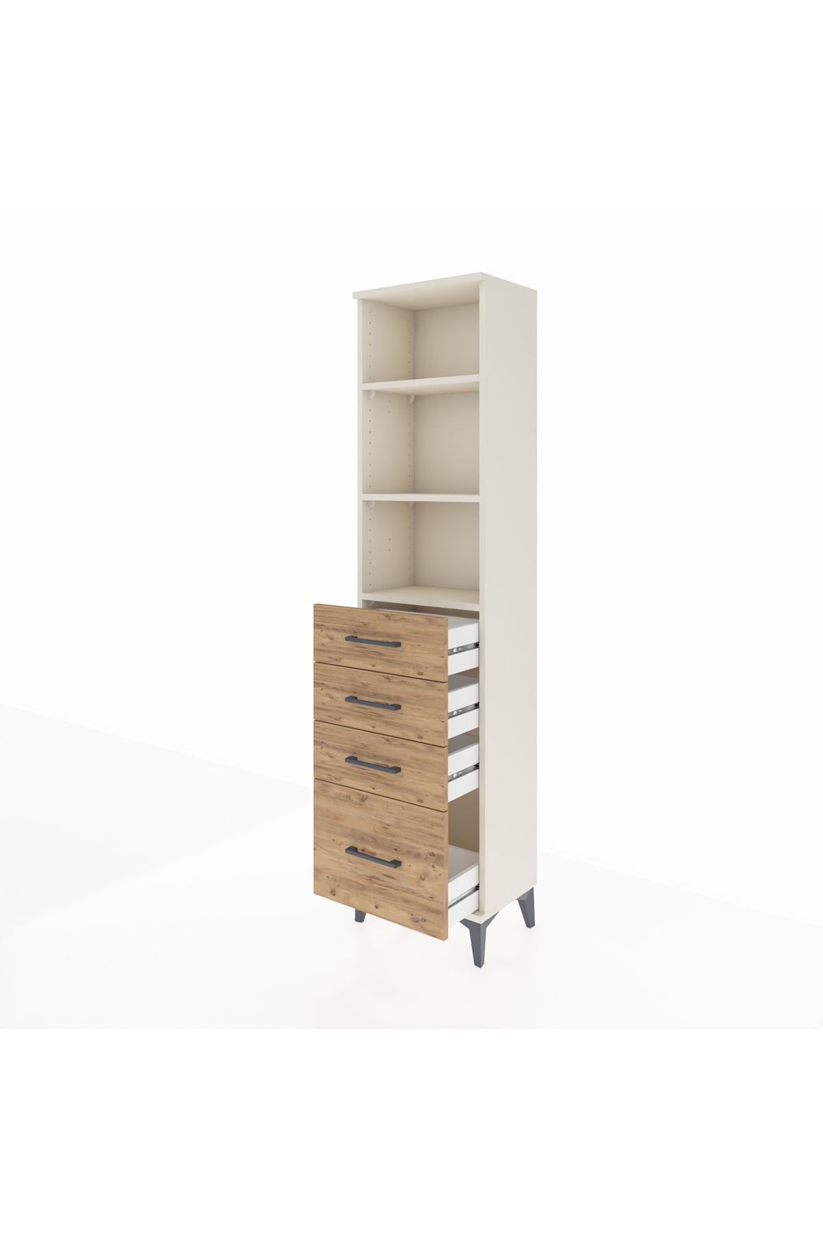 Arges Dolap 3 Raflı 4 Çekmeceli 44x30x182 Aytaşı-Çam