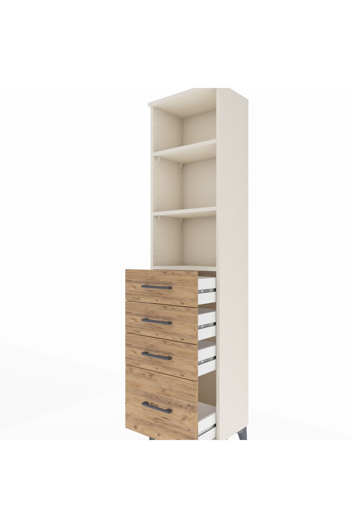 Arges Dolap 3 Raflı 4 Çekmeceli 44x30x182 Aytaşı-Çam