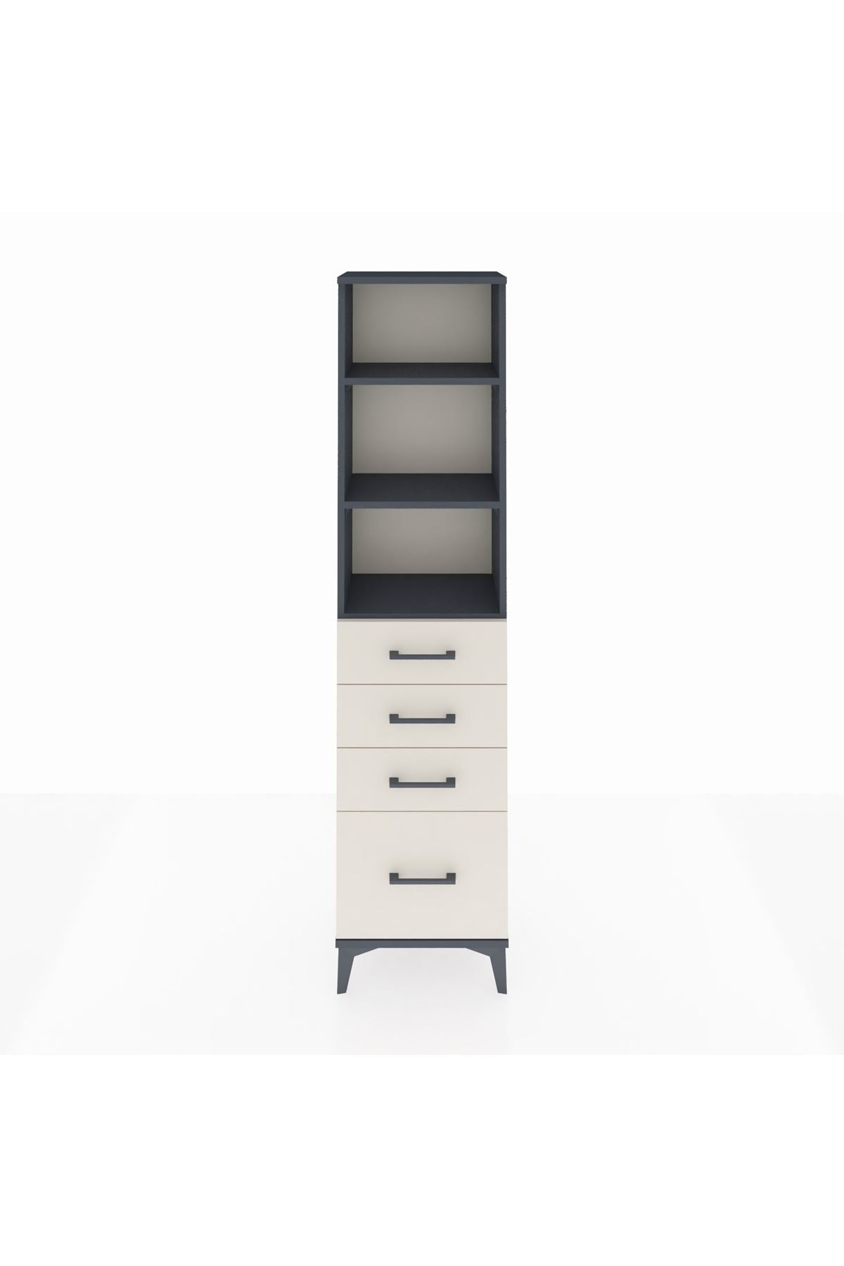 Arges Dolap 3 Raflı 4 Çekmeceli 44x30x182 Antrasit-Aytaşı