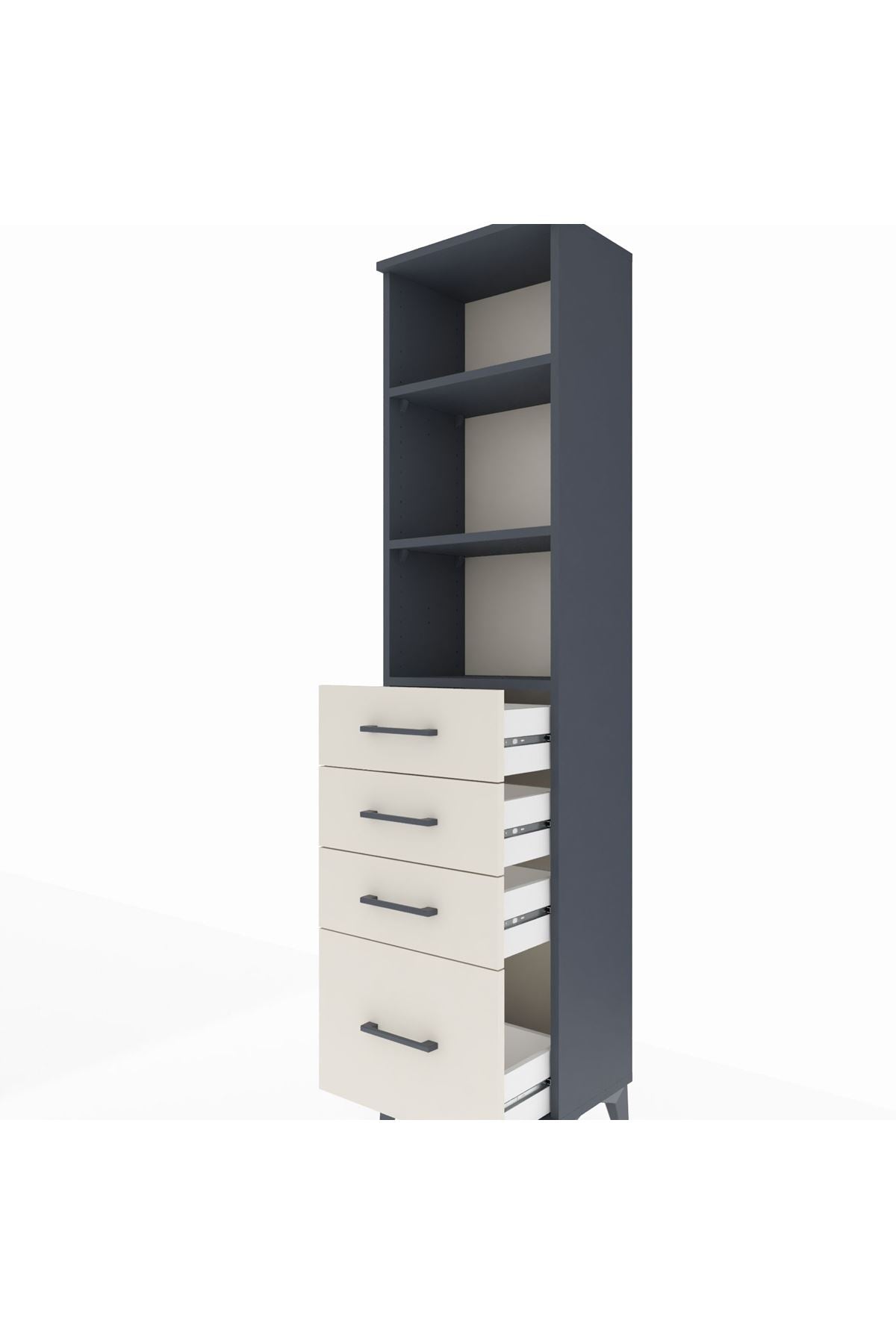 Arges Dolap 3 Raflı 4 Çekmeceli 44x30x182 Antrasit-Aytaşı