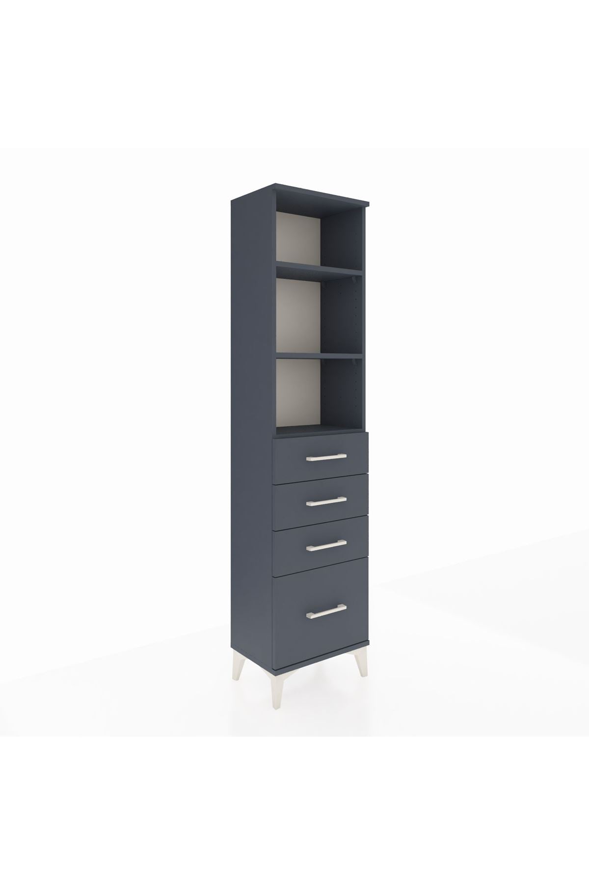 Arges Dolap 3 Raflı 4 Çekmeceli 44x30x182 Antrasit-Antrasit