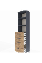 Arges Dolap 3 Raflı 4 Çekmeceli 44x30x182 Antrasit-Çam