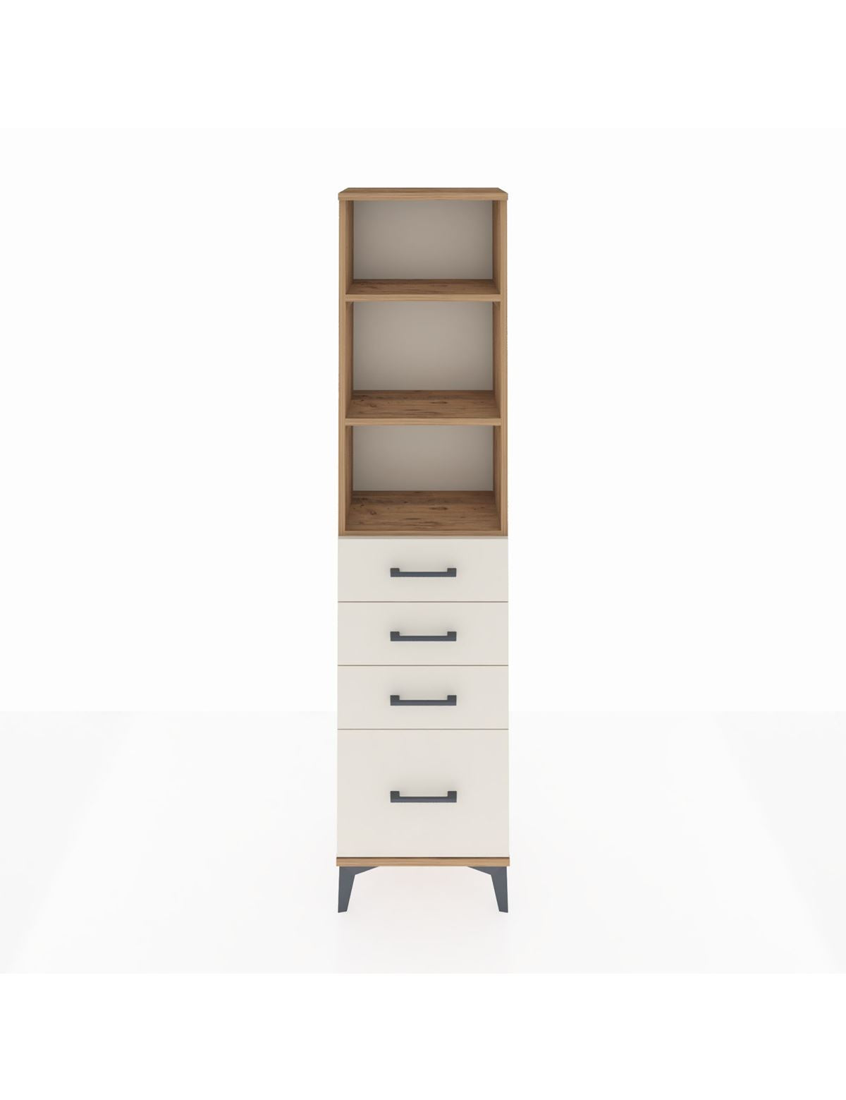 Arges Dolap 3 Raflı 4 Çekmeceli 44x30x182 Çam-Aytaşı