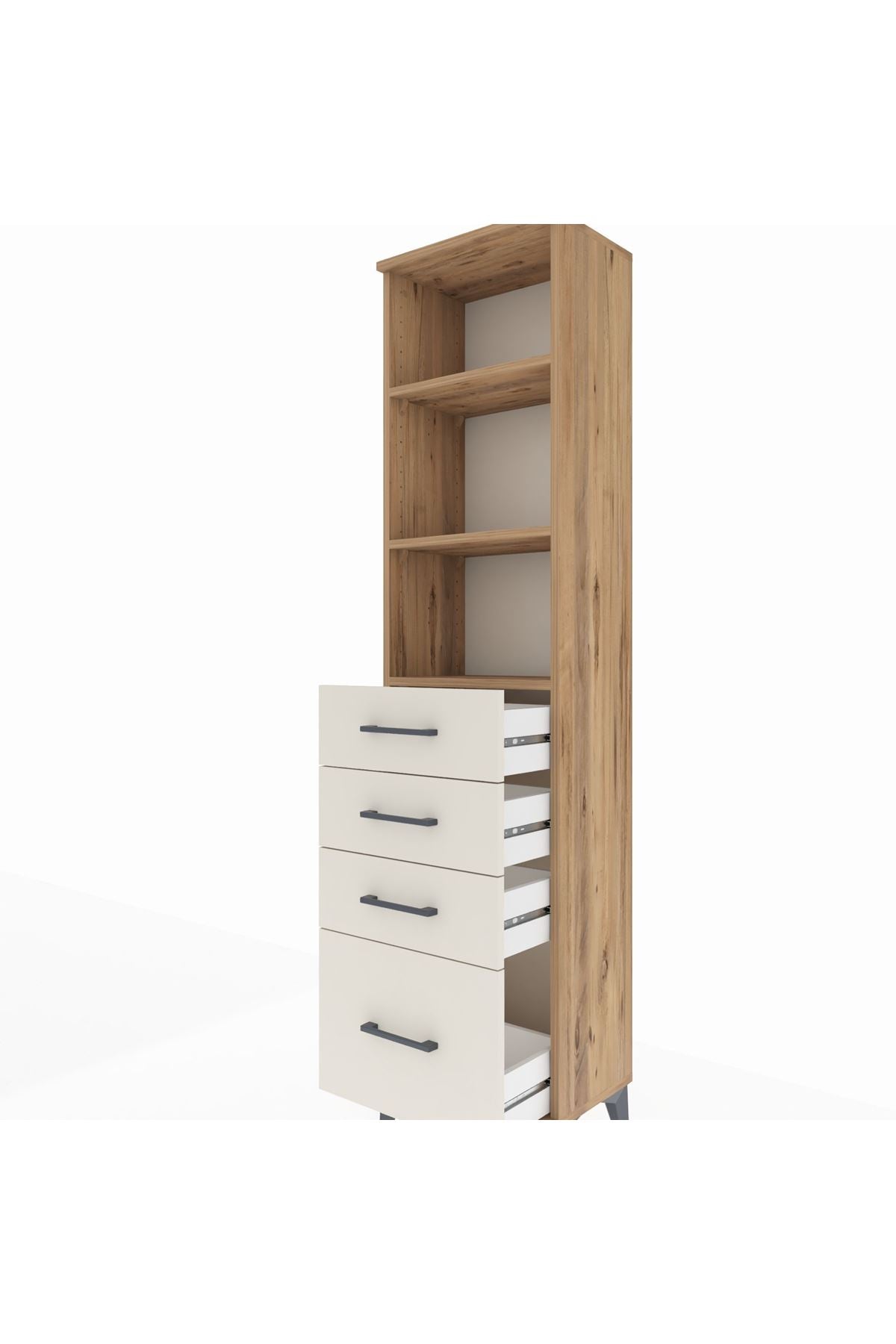 Arges Dolap 3 Raflı 4 Çekmeceli 44x30x182 Çam-Aytaşı