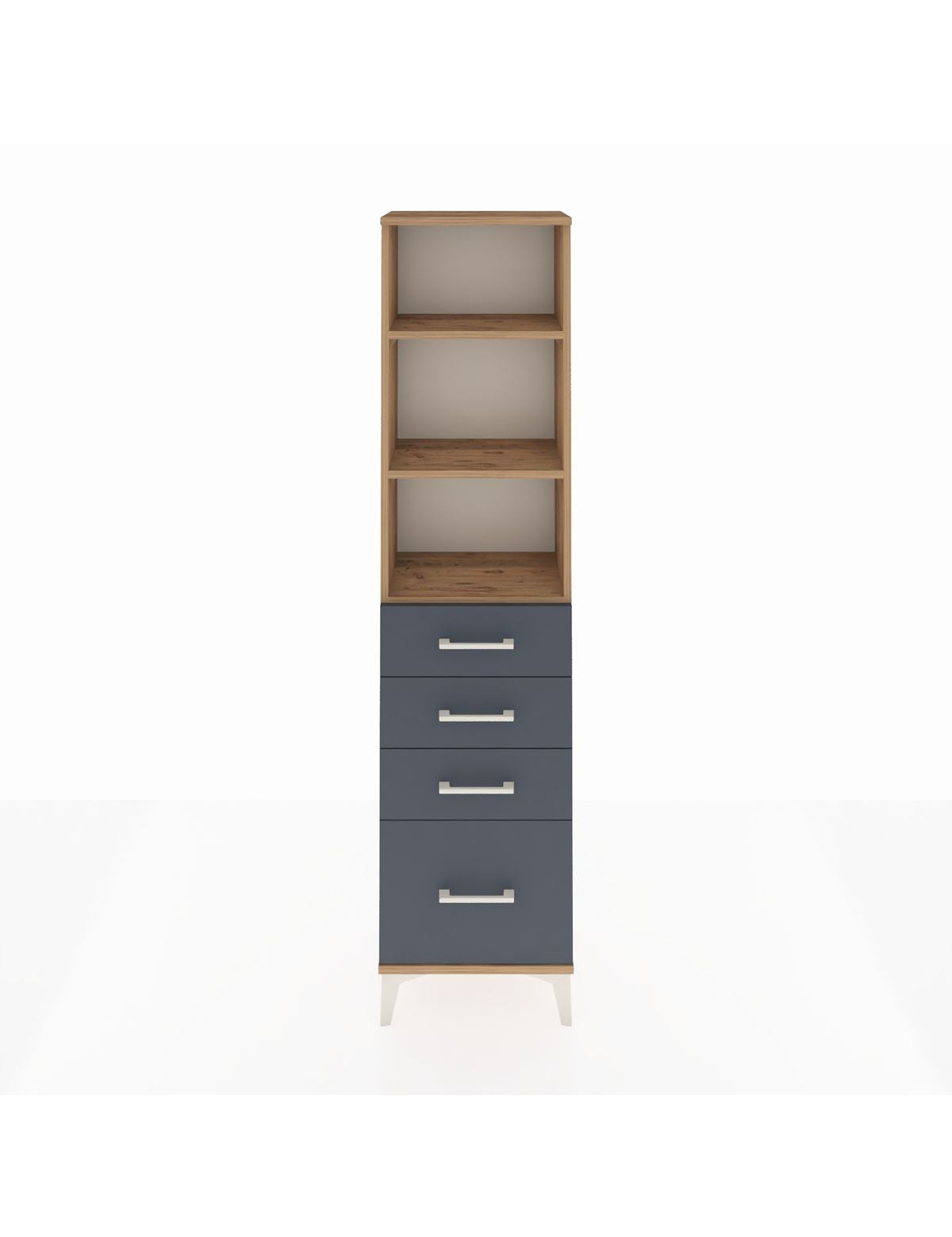 Arges Dolap 3 Raflı 4 Çekmeceli 44x30x182 Çam-Antrasit