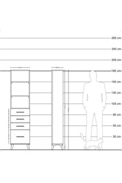 Arges Dolap 3 Raflı 4 Çekmeceli 44x30x182 Çam-Antrasit