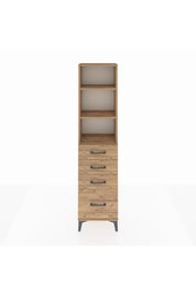 Arges Dolap 3 Raflı 4 Çekmeceli 44x30x182 Çam-Çam