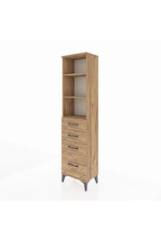 Arges Dolap 3 Raflı 4 Çekmeceli 44x30x182 Çam-Çam