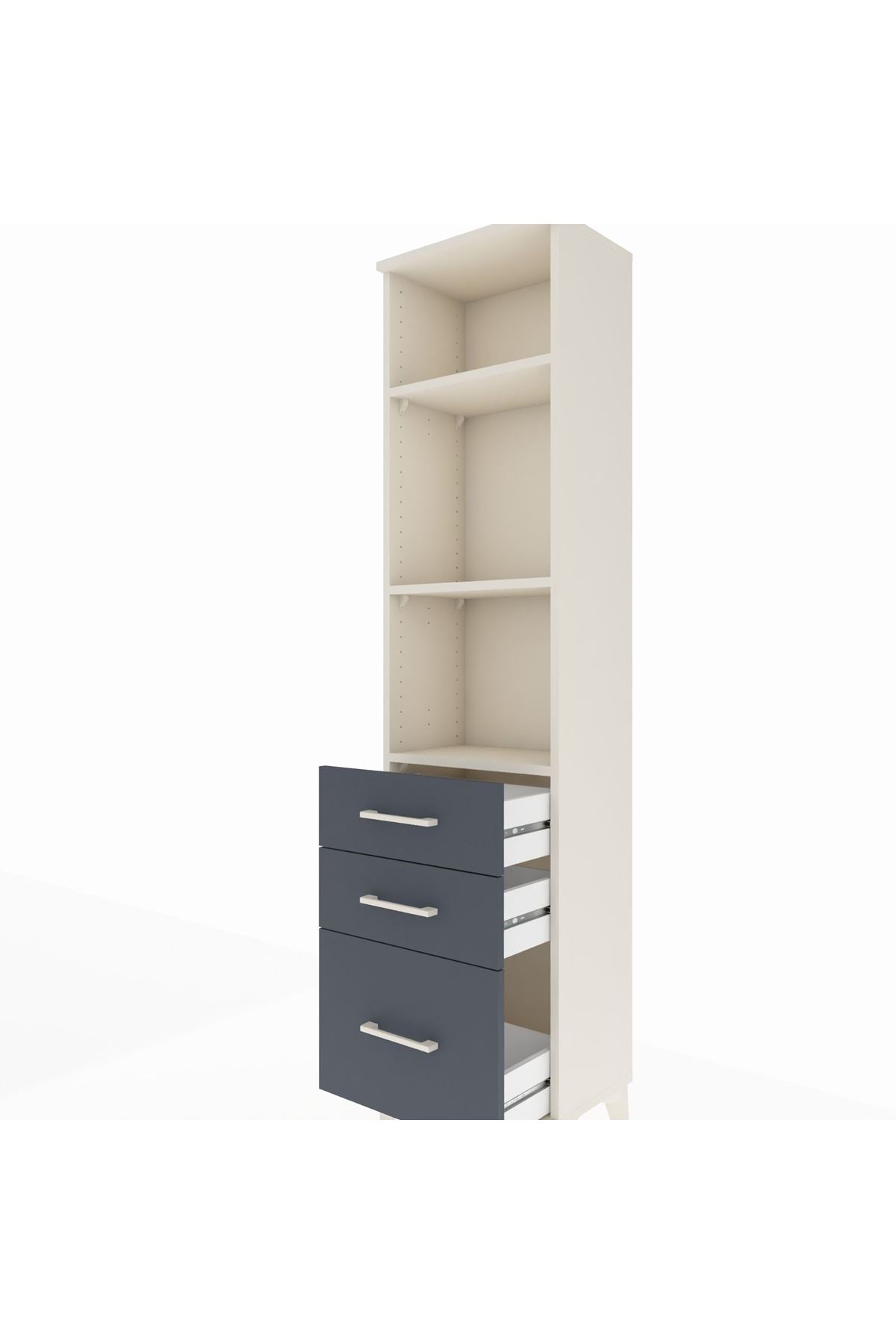 Arges Dolap 3 Raflı 3 Çekmeceli 44x30x182 Aytaşı-Antrasit