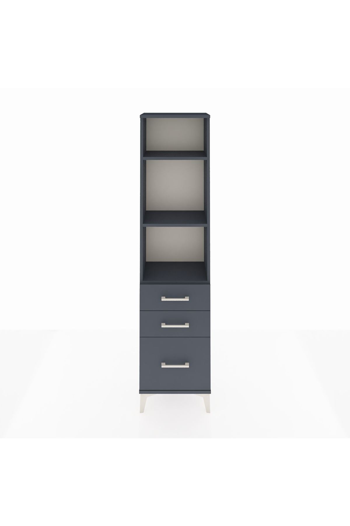 Arges Dolap 3 Raflı 3 Çekmeceli 44x30x182 Antrasit-Antrasit