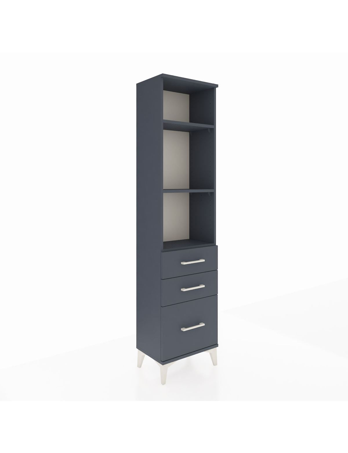 Arges Dolap 3 Raflı 3 Çekmeceli 44x30x182 Antrasit-Antrasit