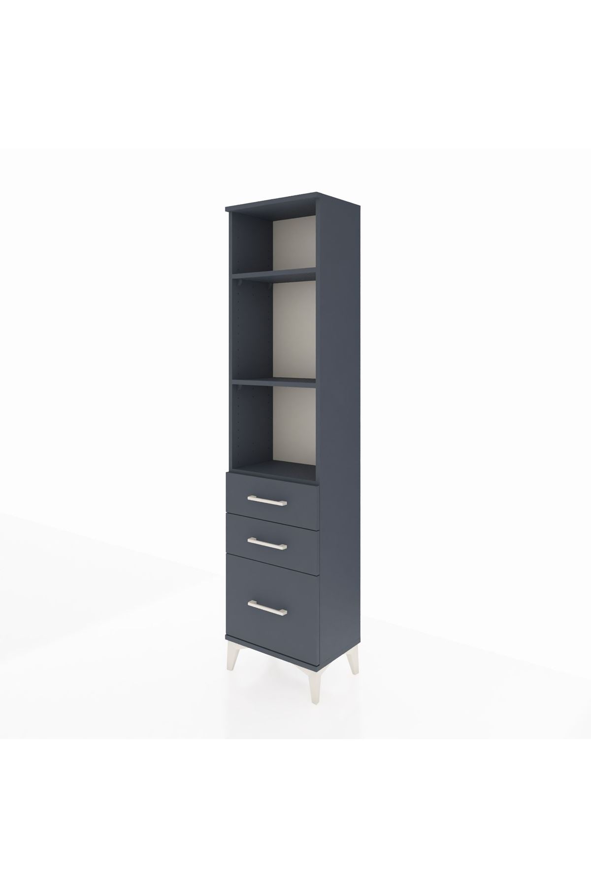 Arges Dolap 3 Raflı 3 Çekmeceli 44x30x182 Antrasit-Antrasit