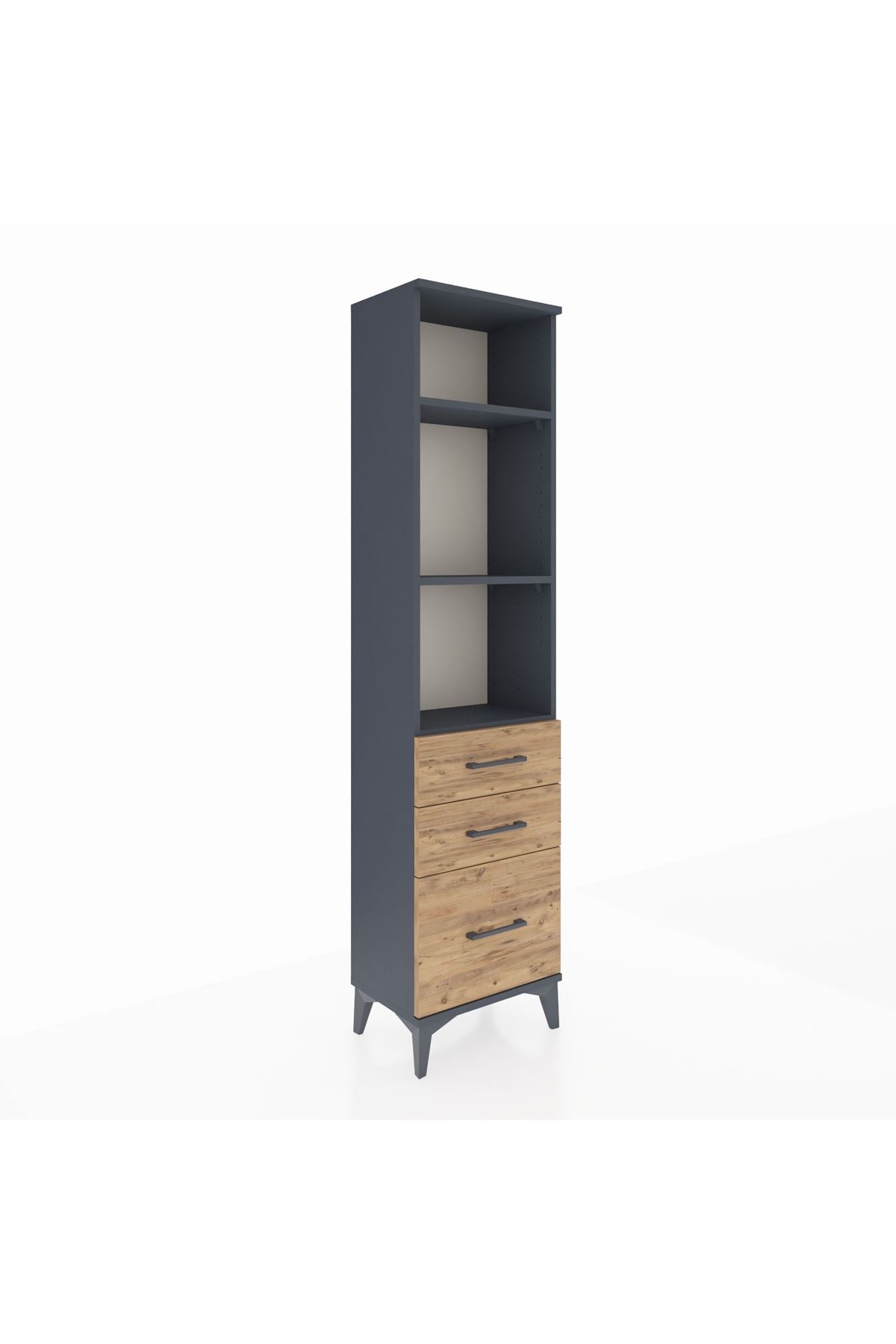 Arges Dolap 3 Raflı 3 Çekmeceli 44x30x182 Antrasit-Çam