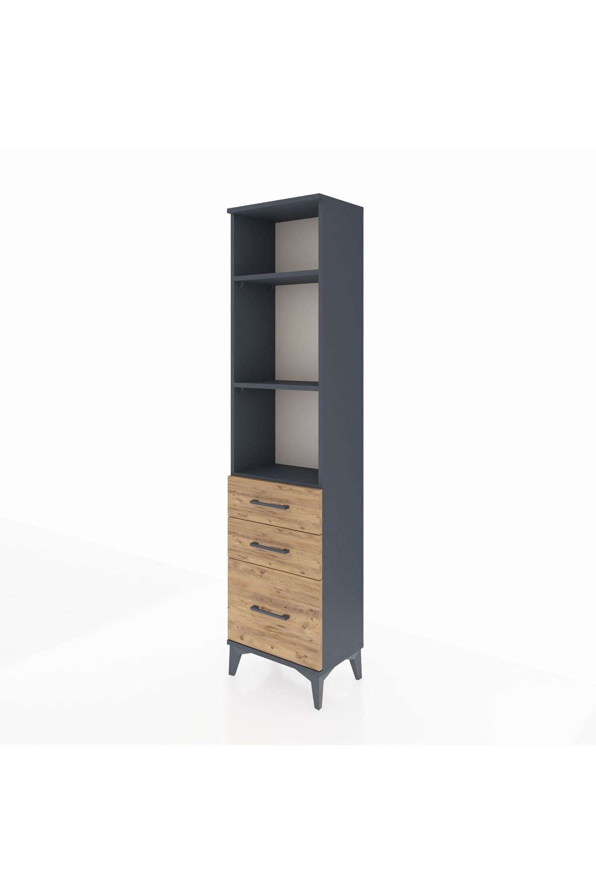 Arges Dolap 3 Raflı 3 Çekmeceli 44x30x182 Antrasit-Çam