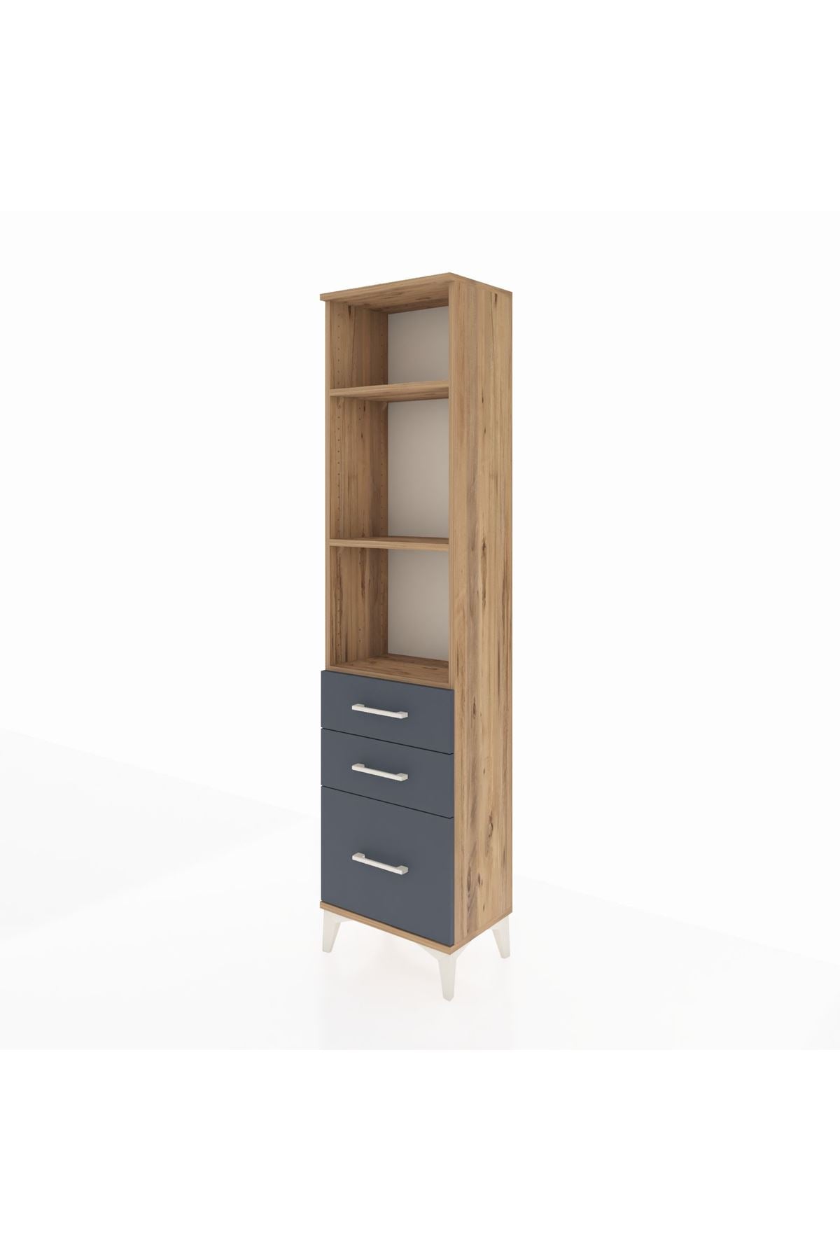 Arges Dolap 3 Raflı 3 Çekmeceli 44x30x182 Çam-Antrasit