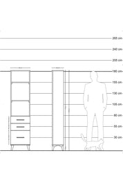 Arges Dolap 3 Raflı 3 Çekmeceli 44x30x182 Çam-Antrasit