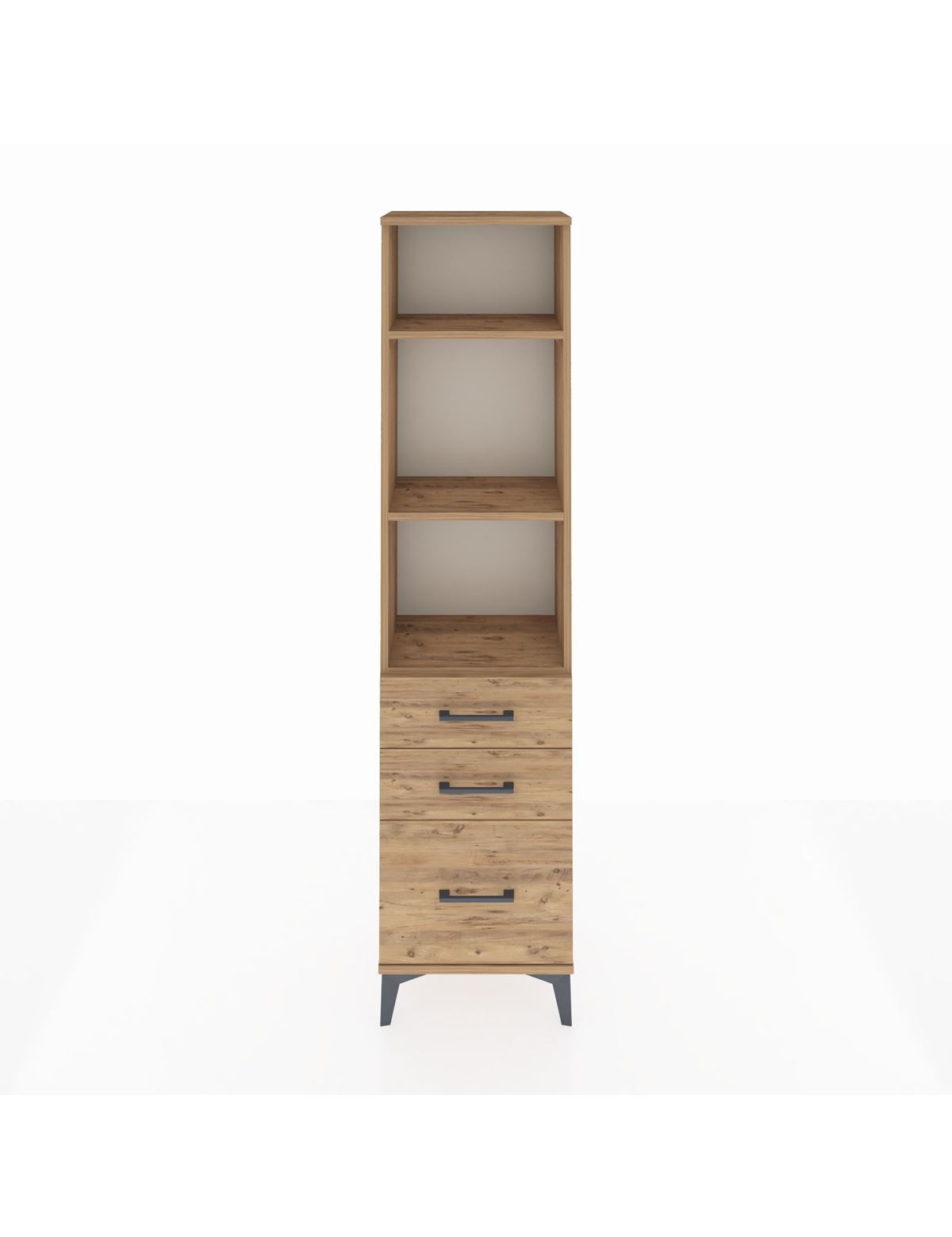 Arges Dolap 3 Raflı 3 Çekmeceli 44x30x182 Çam-Çam