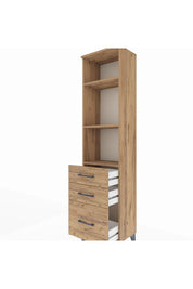 Arges Dolap 3 Raflı 3 Çekmeceli 44x30x182 Çam-Çam