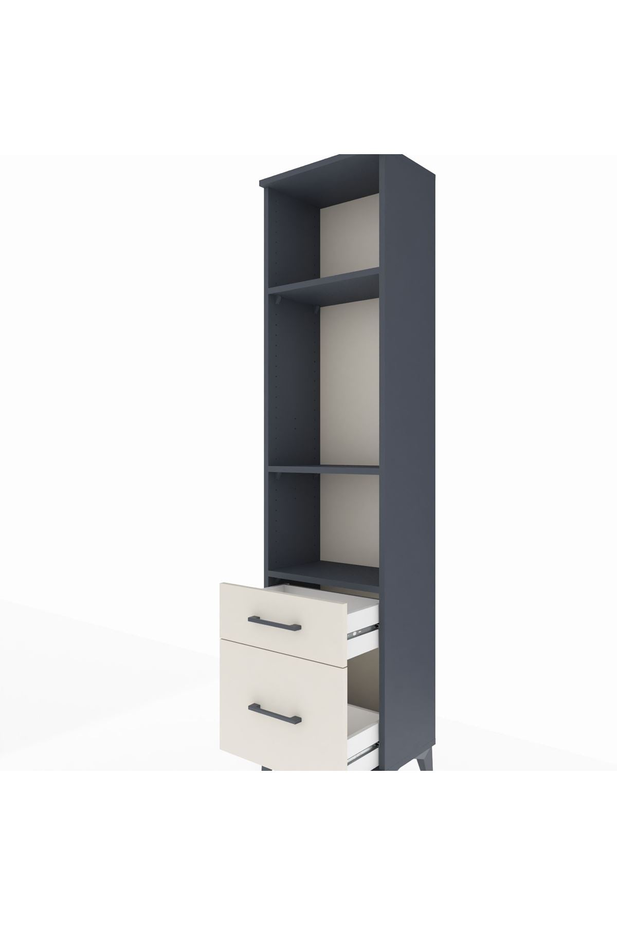 Arges Dolap 3 Raflı 2 Çekmeceli 44x30x182 Antrasit-Aytaşı