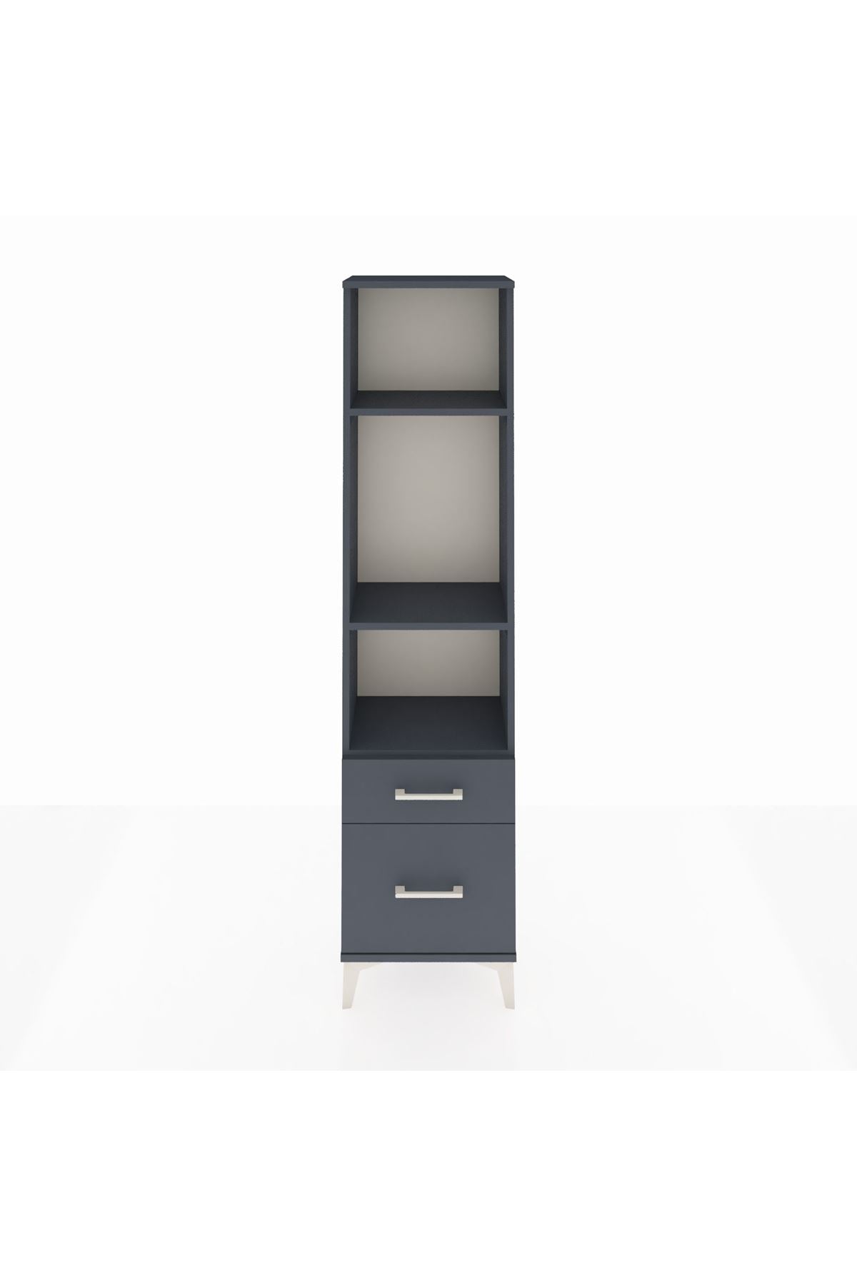 Arges Dolap 3 Raflı 2 Çekmeceli 44x30x182 Antrasit-Antrasit