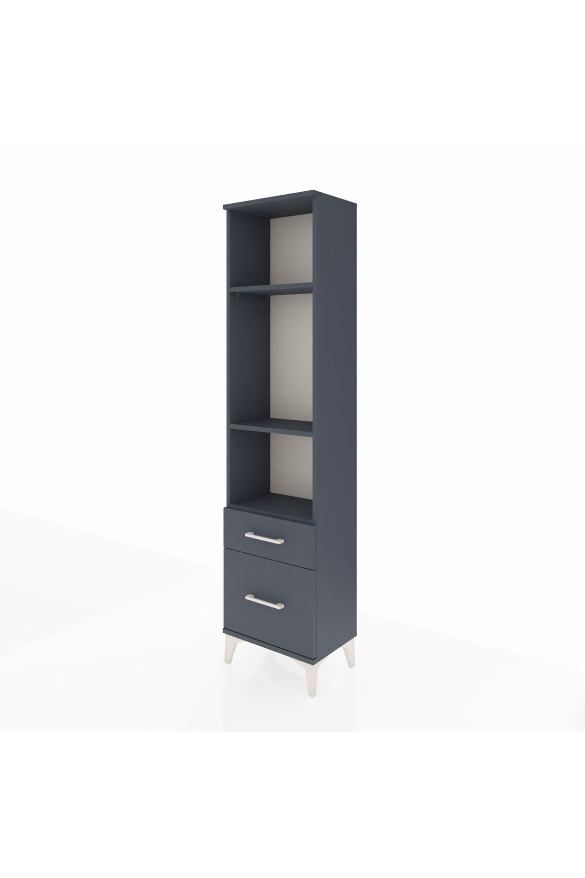 Arges Dolap 3 Raflı 2 Çekmeceli 44x30x182 Antrasit-Antrasit