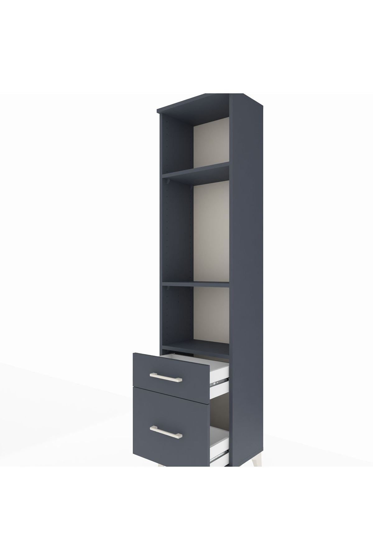 Arges Dolap 3 Raflı 2 Çekmeceli 44x30x182 Antrasit-Antrasit