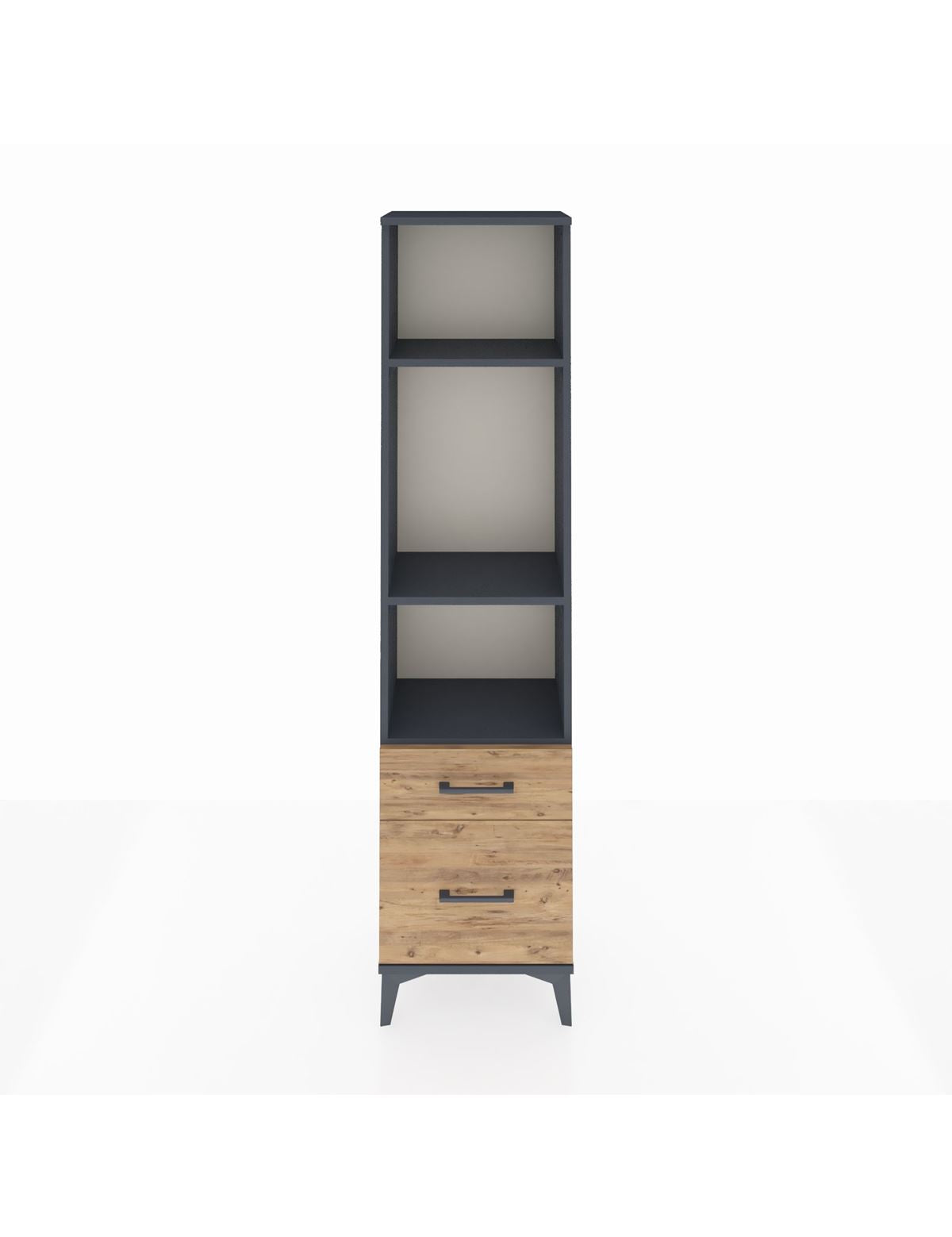 Arges Dolap 3 Raflı 2 Çekmeceli 44x30x182 Antrasit-Çam