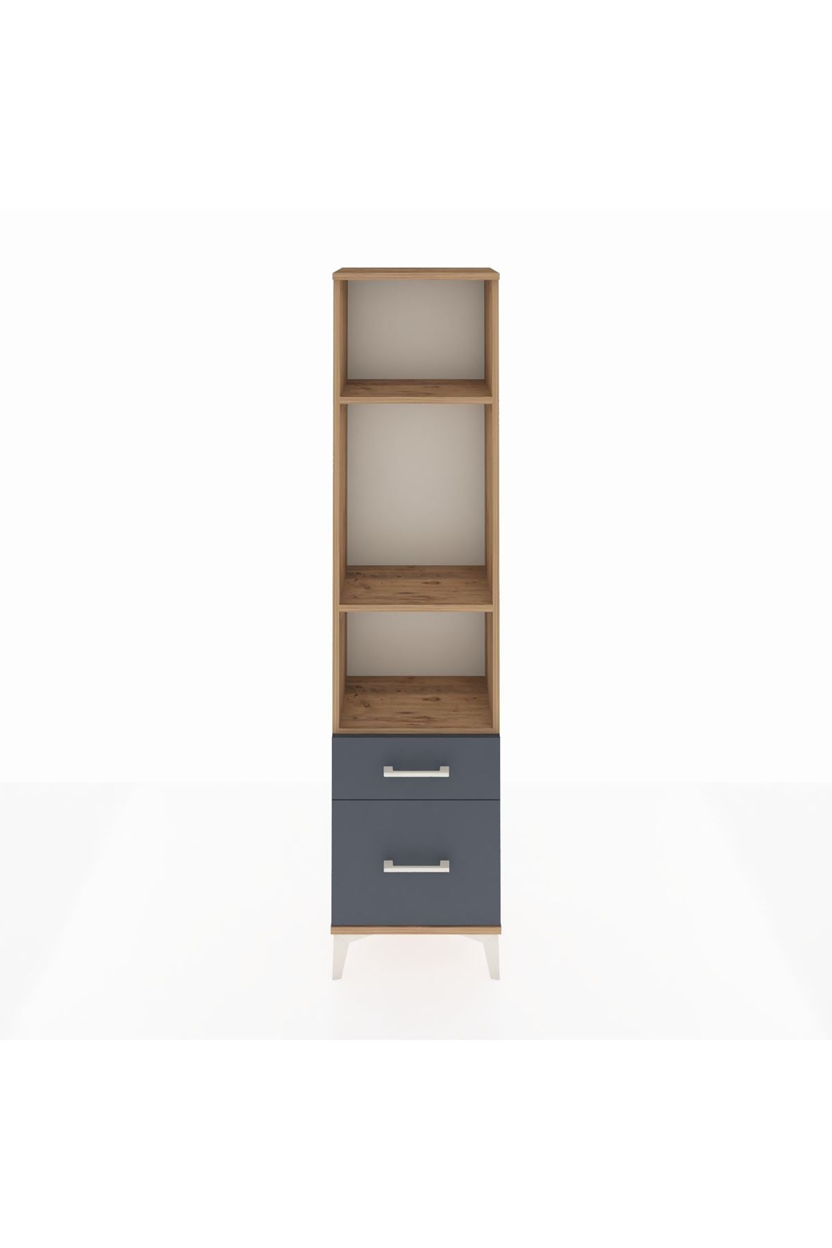 Arges Dolap 3 Raflı 2 Çekmeceli 44x30x182 Çam-Antrasit