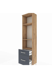 Arges Dolap 3 Raflı 2 Çekmeceli 44x30x182 Çam-Antrasit