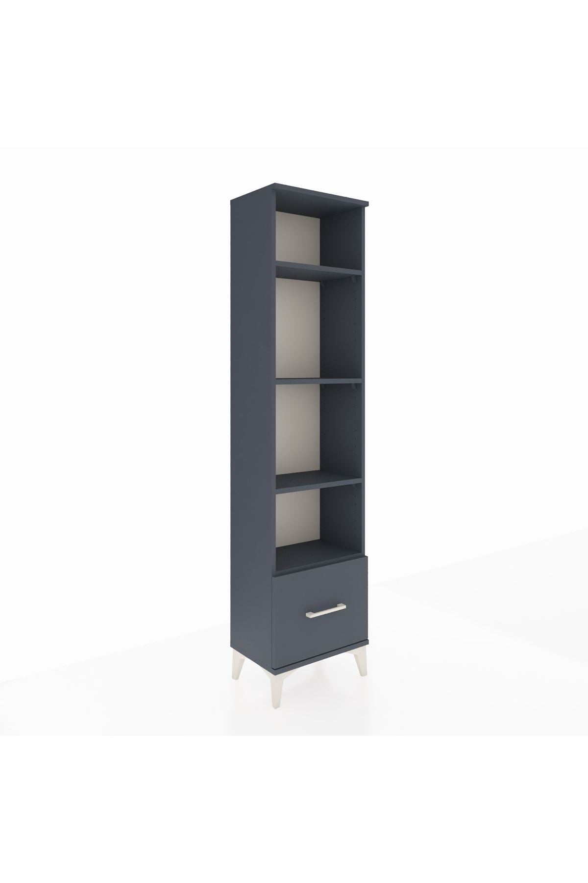 Arges Dolap 4 Raflı Tek Çekmeceli 44x30x182 Antrasit-Antrasit