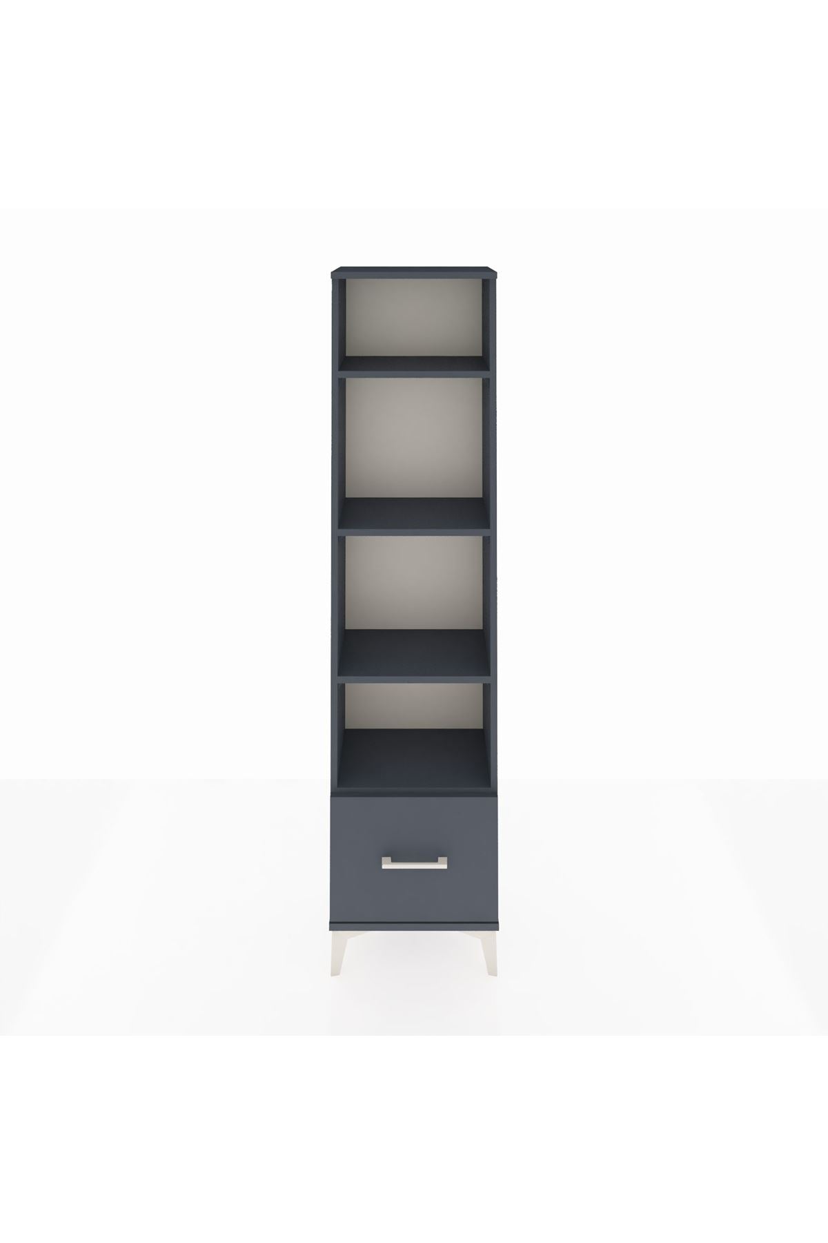 Arges Dolap 4 Raflı Tek Çekmeceli 44x30x182 Antrasit-Antrasit