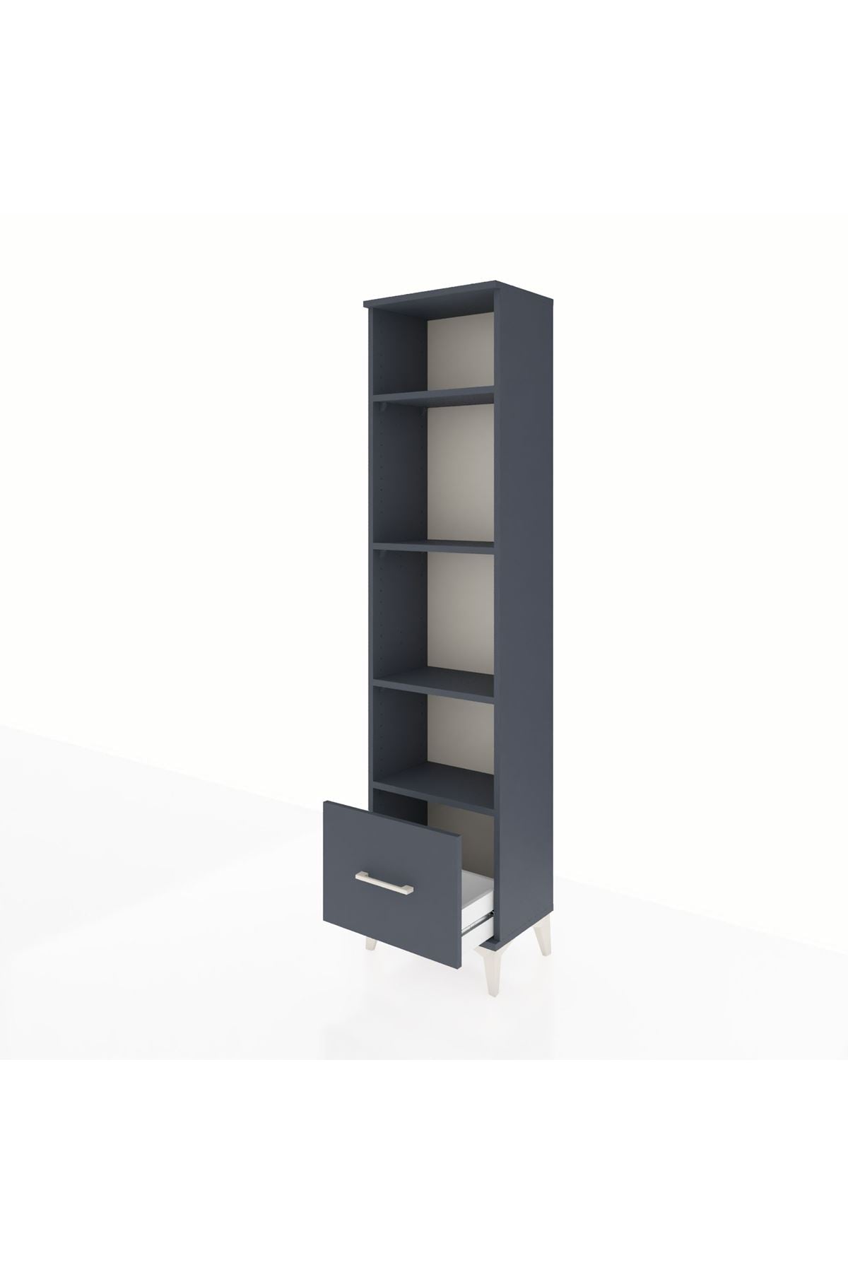 Arges Dolap 4 Raflı Tek Çekmeceli 44x30x182 Antrasit-Antrasit