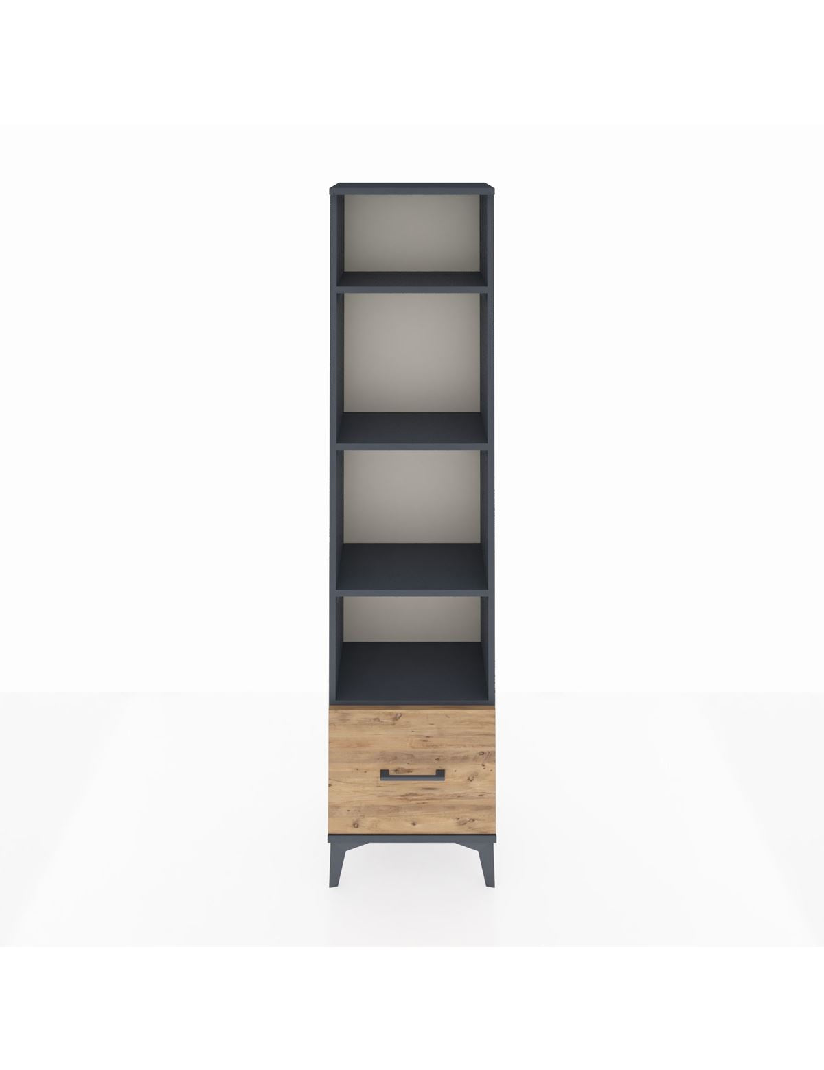 Arges Dolap 4 Raflı Tek Çekmeceli 44x30x182 Antrasit-Çam