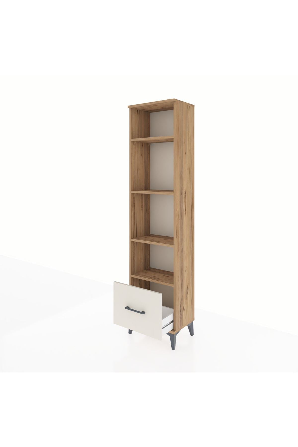 Arges Dolap 4 Raflı Tek Çekmeceli 44x30x182 Çam-Aytaşı