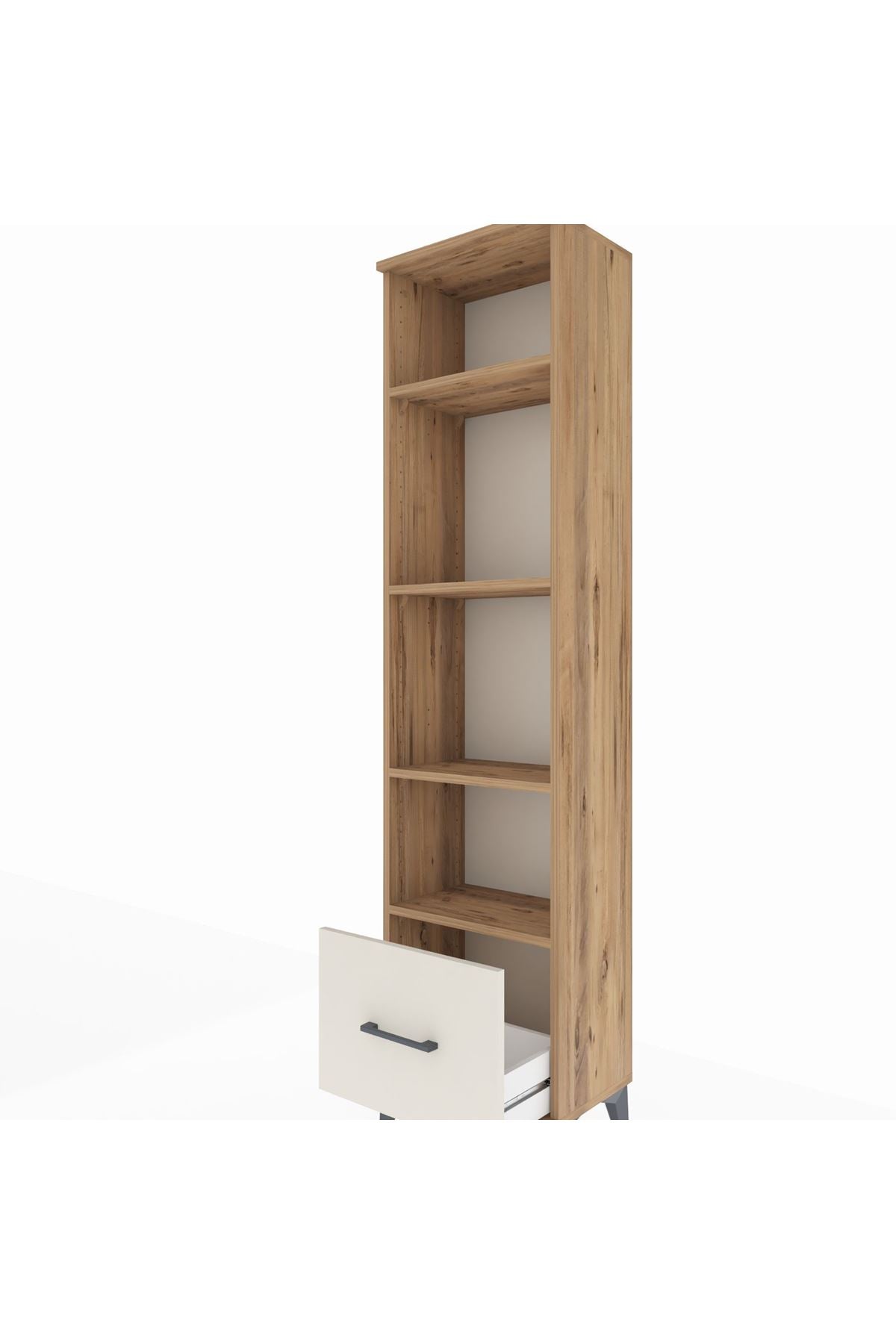 Arges Dolap 4 Raflı Tek Çekmeceli 44x30x182 Çam-Aytaşı