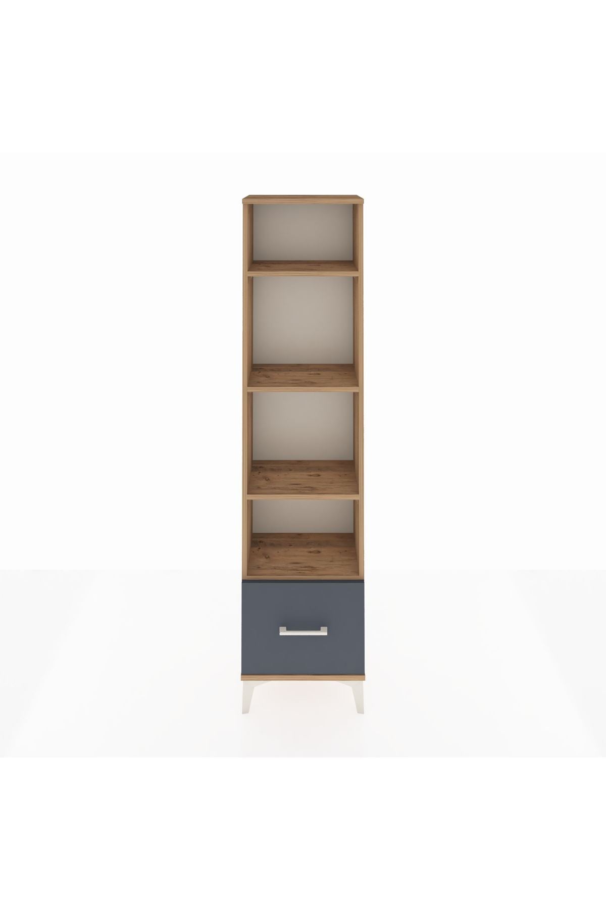 Arges Dolap 4 Raflı Tek Çekmeceli 44x30x182 Çam-Antrasit