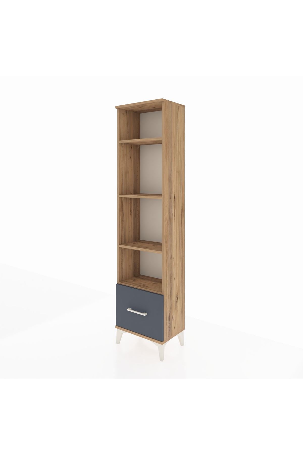 Arges Dolap 4 Raflı Tek Çekmeceli 44x30x182 Çam-Antrasit