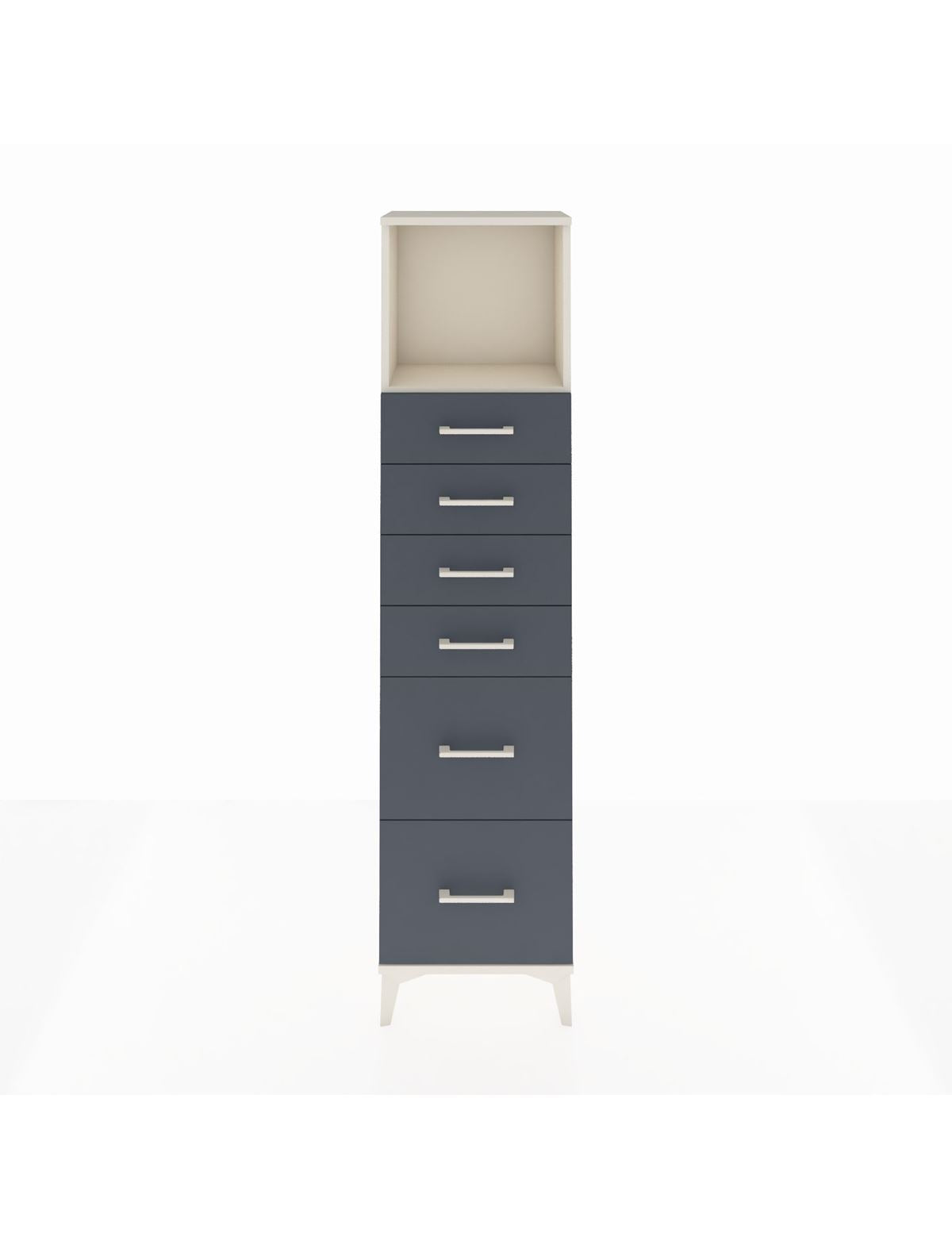 Arges Dolap Tek Raflı 6 Çekmeceli 44x30x182 Aytaşı-Antrasit