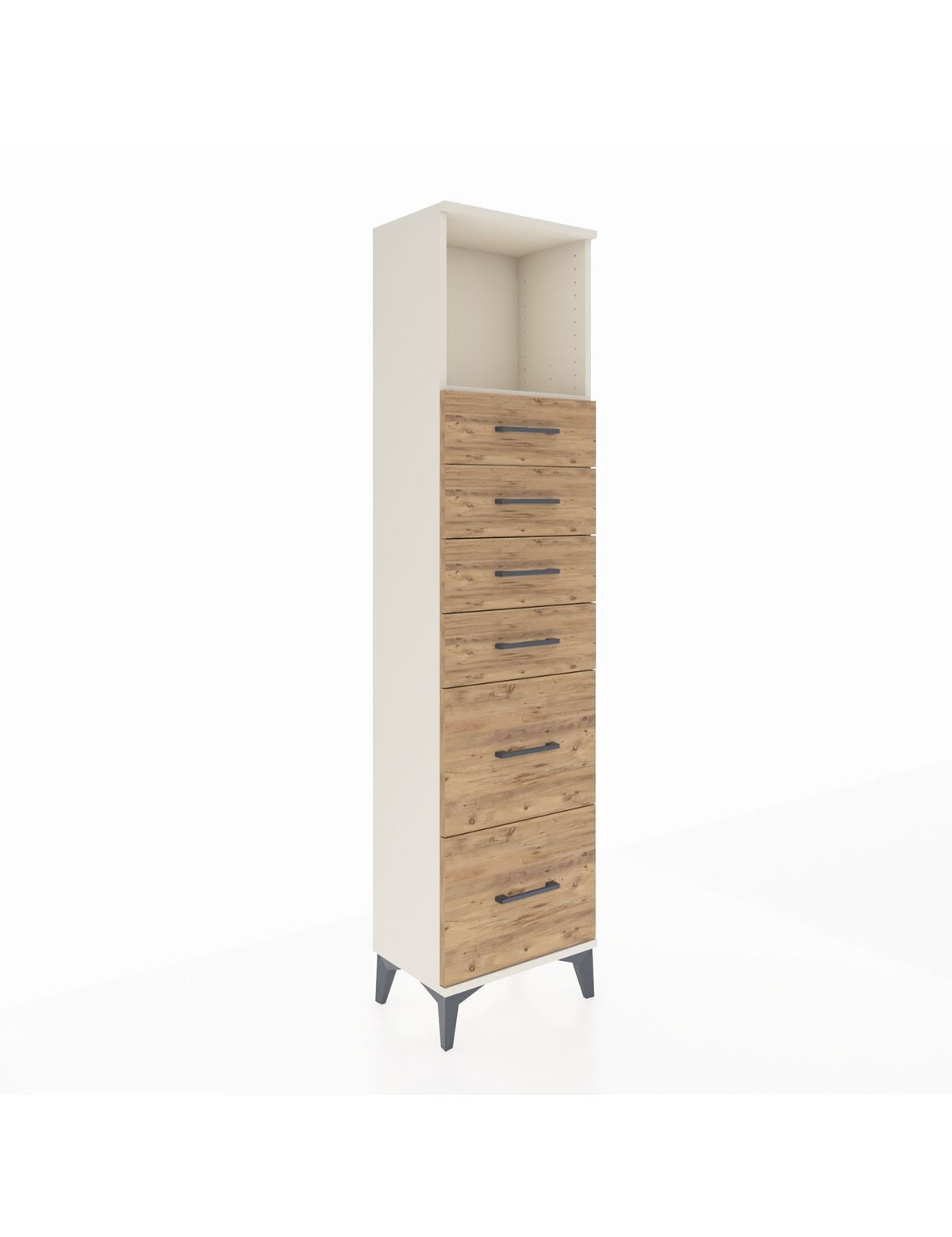 Arges Dolap Tek Raflı 6 Çekmeceli 44x30x182 Aytaşı-Çam