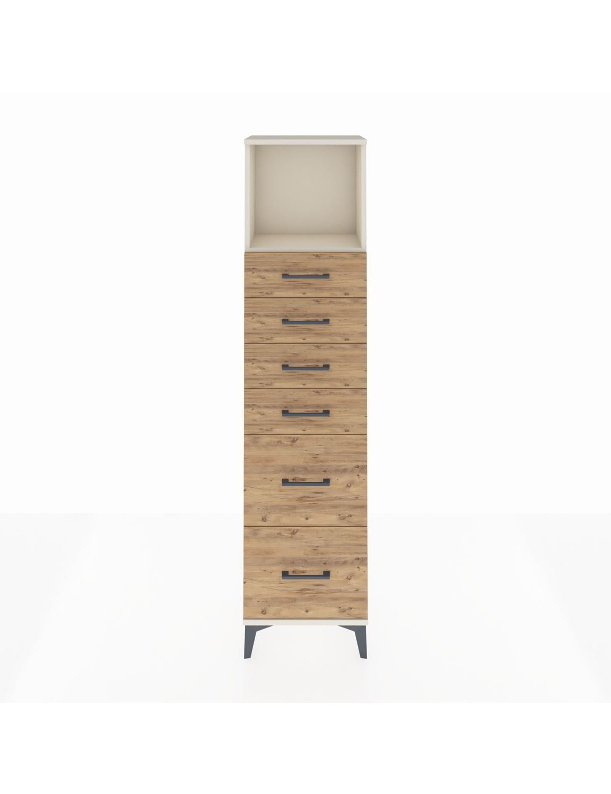 Arges Dolap Tek Raflı 6 Çekmeceli 44x30x182 Aytaşı-Çam