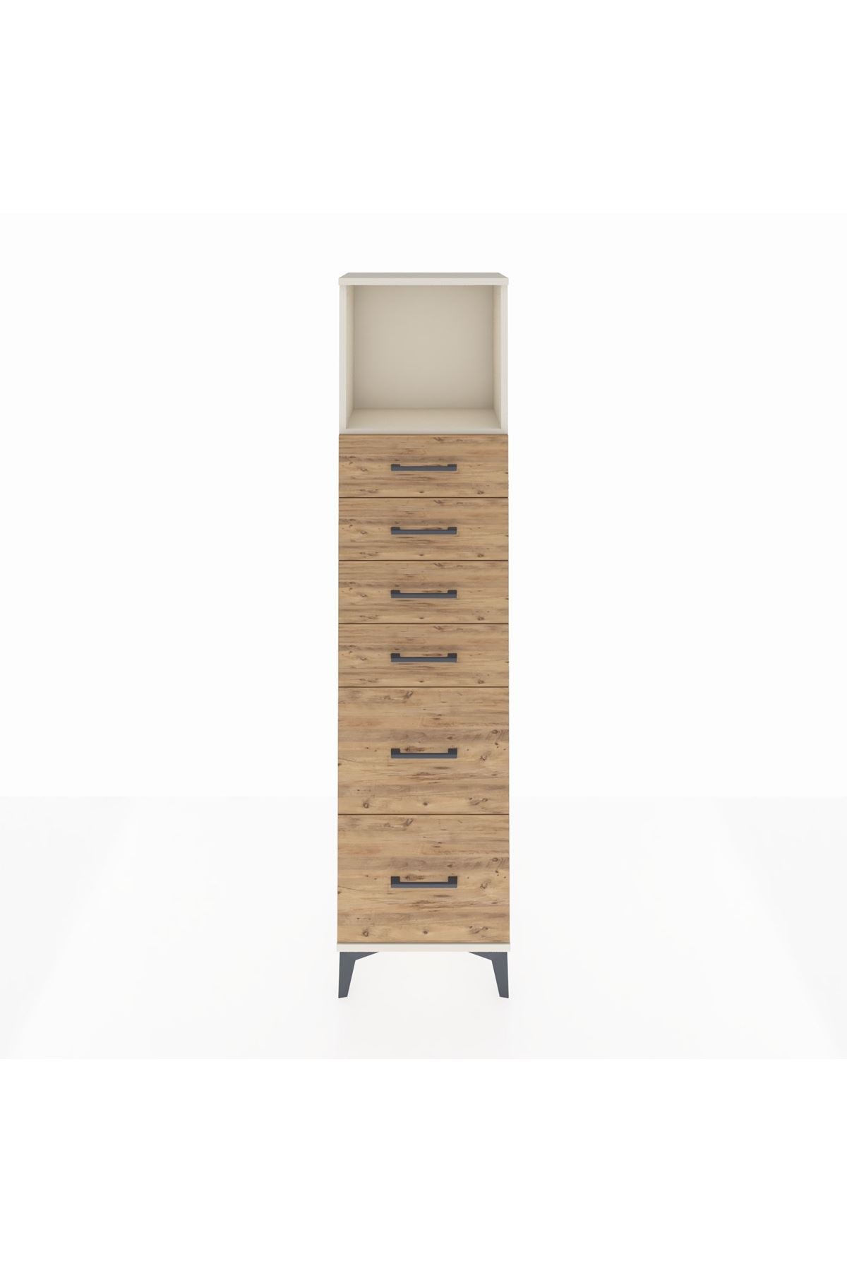 Arges Dolap Tek Raflı 6 Çekmeceli 44x30x182 Aytaşı-Çam